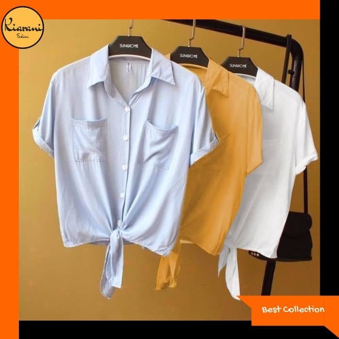 MJ83 Kemeja Cewek Kerja Kantor Kuliah Hem Jolly Baju Atasan Wanita Murah Gilena Army Prem 48Hwh