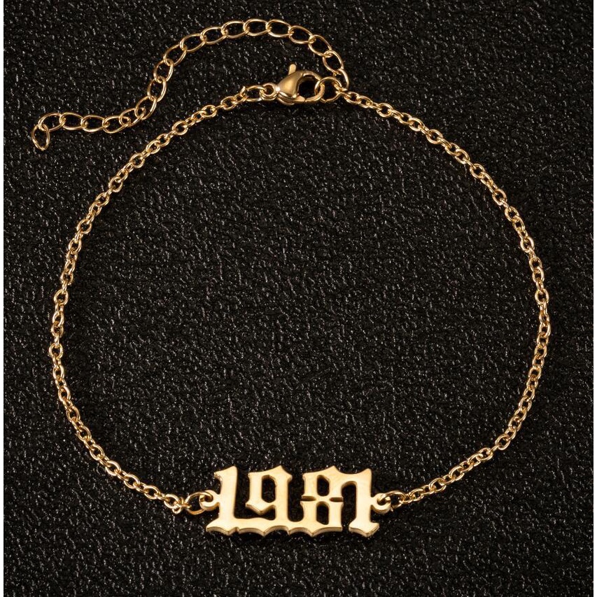 Gelang Kaki Rantai Bahan Stainless Steel Desain Inisial Tahun 1980 1990 1995 Untuk Pria Dan Wanita