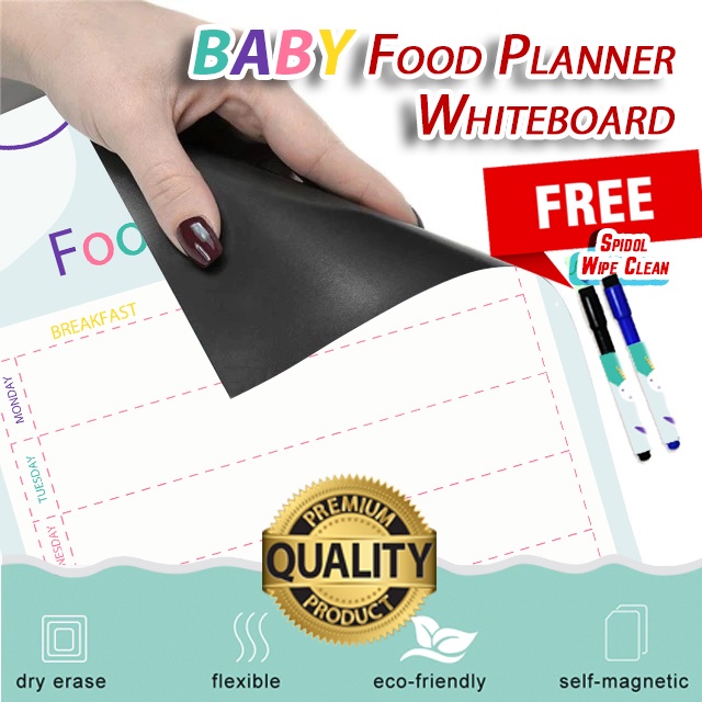 

BABY FOOD PLANNER WHITEBOARD MAGNETIC FRIDGE PAPAN TULIS MAKAN BAYI PLANNER