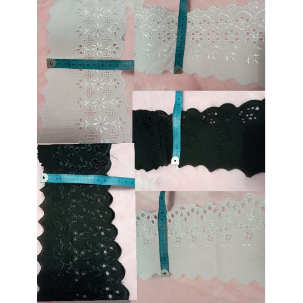 renda katun lebar 8-10cm warna hitam putih