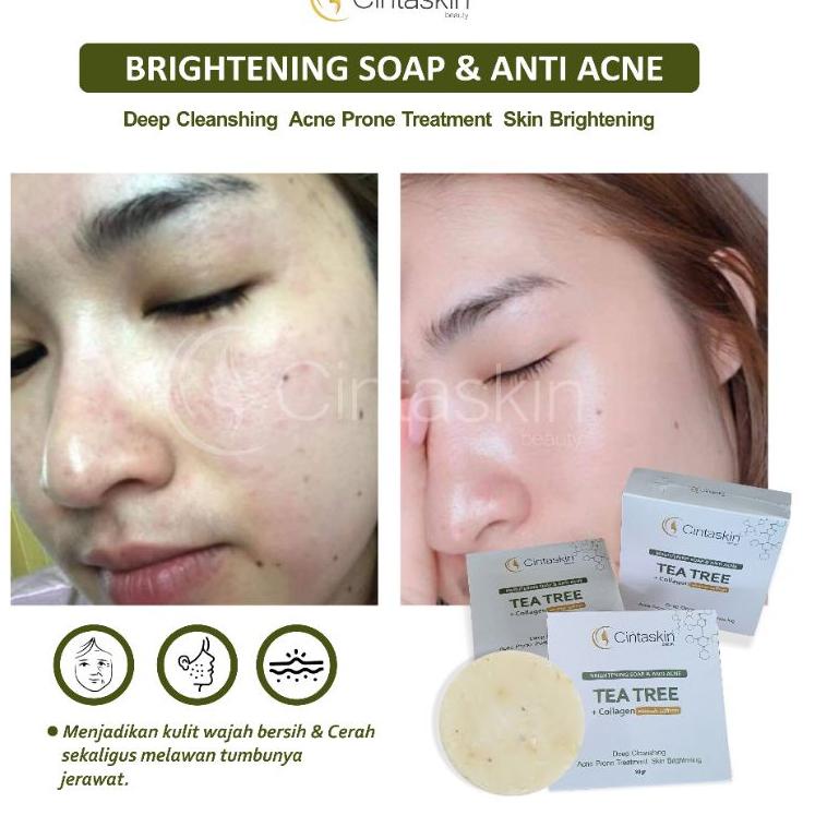 

Terbaru.. Cintaskin beauty - Brightening soap & Anti acne Tea tree plus collagen extract saffron 30gr