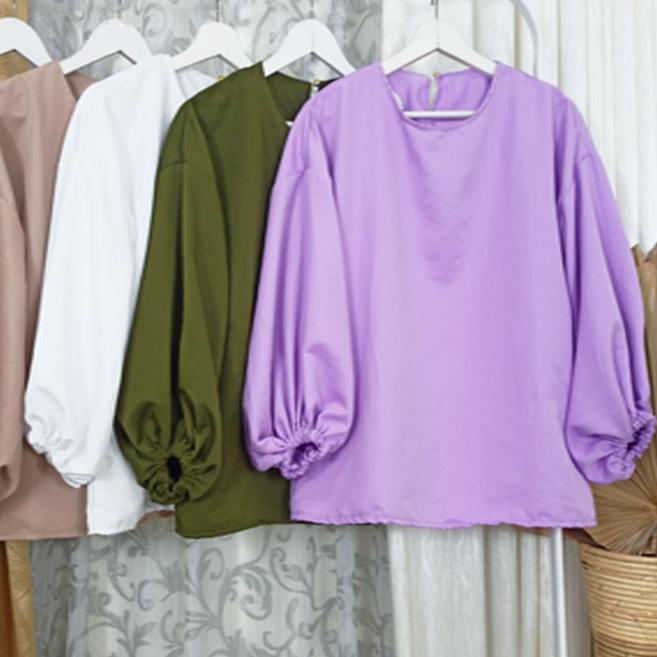 ➻ OLA TOP BLOUSE LENGAN BALON KATUN CARLINA ☼