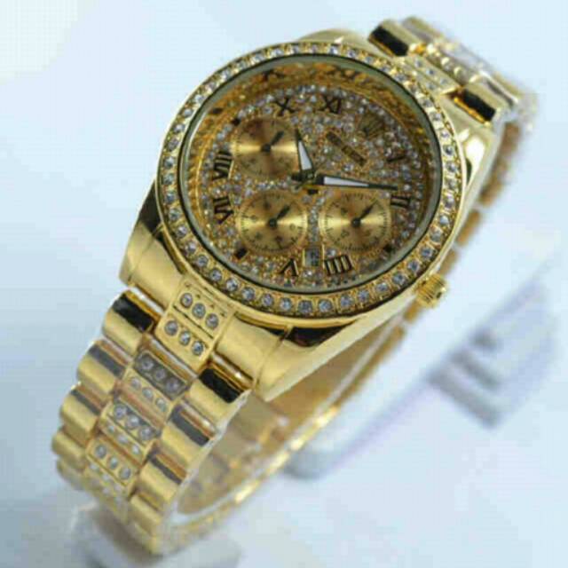 Jam Tangan Wanita Elegant Exclusive Rolex Italy Premium Watch Gold