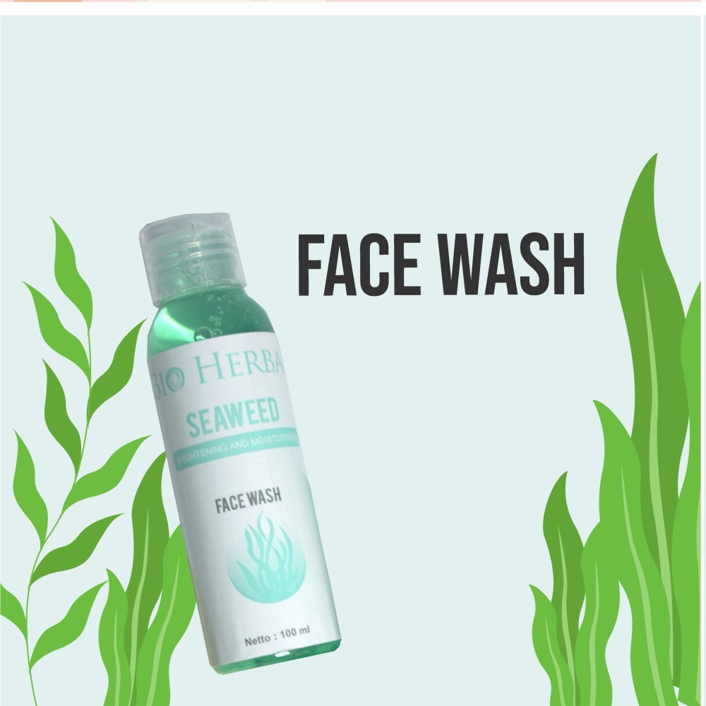 [ORI] Gel Pencuci Pembersih Wajah Bersih Cerah Seketika &amp; Menjaga Kelembaban Kulit Wajah | BIO HERBAL SEA WEED FACIAL WASH