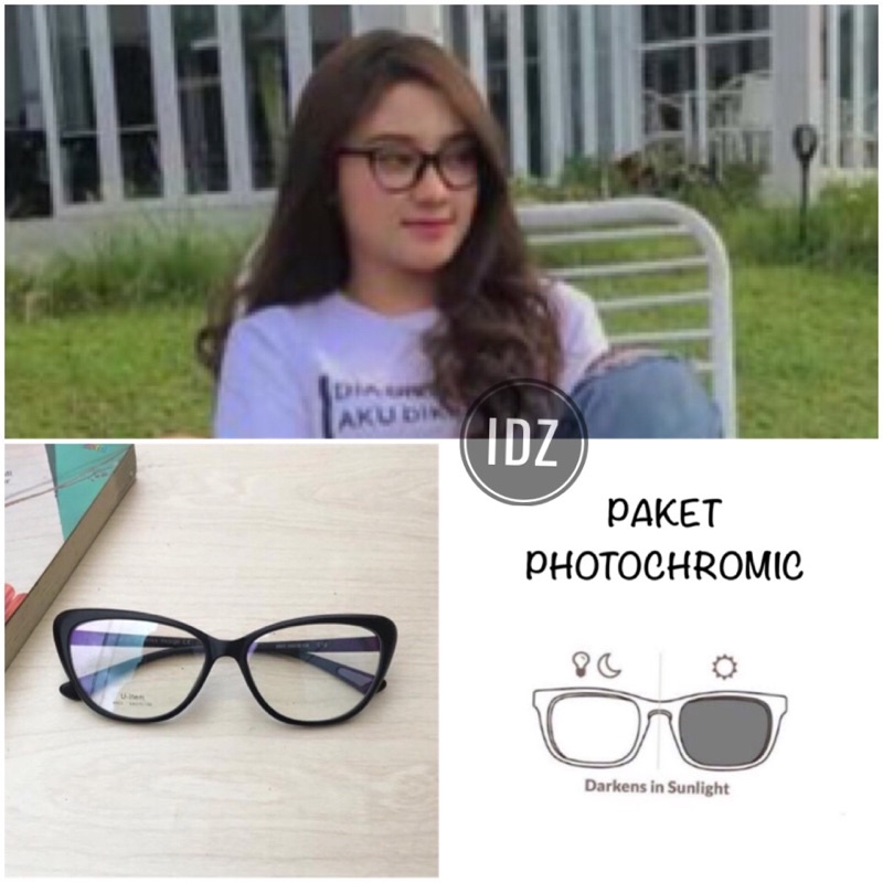 frame kacamata wanita 8903 kacamata fashion cat eye bisa custom lensa minus anti radiasi photochromi