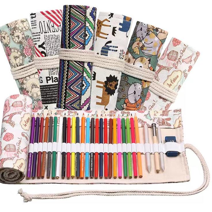 

Bohemian Tas Pensil Gulung Canvas 36 Slot Ukuran 46x20cm / Colour Pencil Case Slots / Tas Tempat Pensil Warna Gulung Canvas ✓