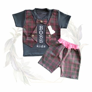 Setelan Anak Cowo Motif Dasi Pita Pakaian Bayi laki laki Setelan Anak Cowo Motif Dasi Pita Pakaian Bayi laki laki