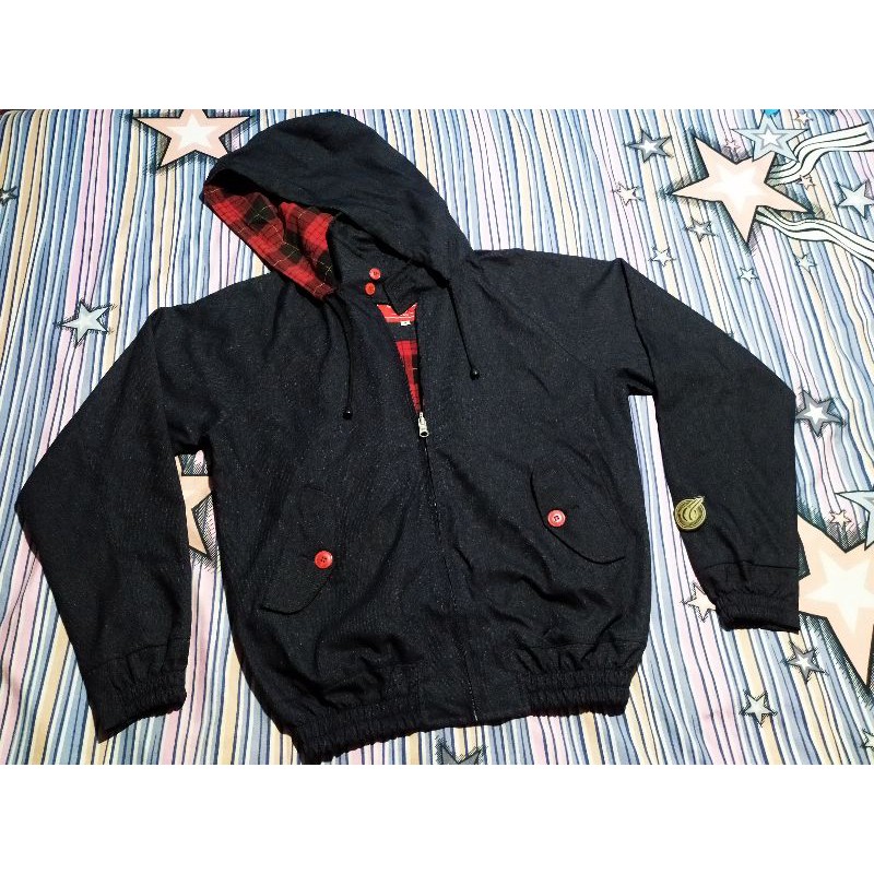 Jaket Harrington Offhool Denim Black Hoodie