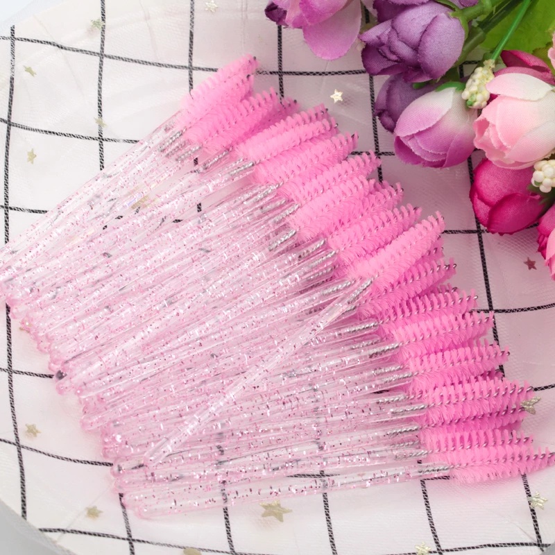 50 PCS Disposable Mascara Brushes Of Good Quality / Suitable For Eyelash Grafting, Eyebrows And Makeup / Crystal Rod Mascara Brush 7 Colors (Colorful)