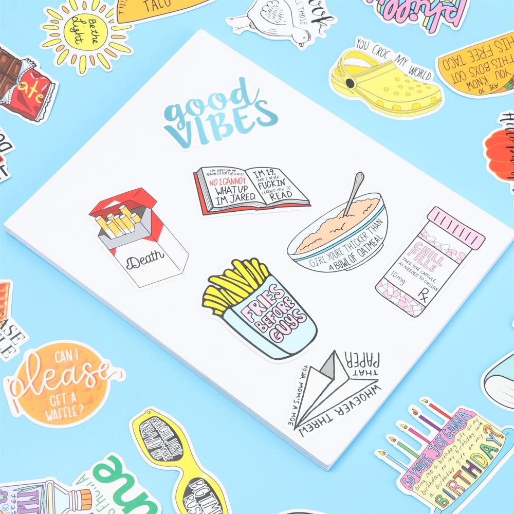Nanas 50pcs Ungkapan Inspirasi Stiker Notebook Laptop Scrapbooking Alat Tulis Graffiti Decal