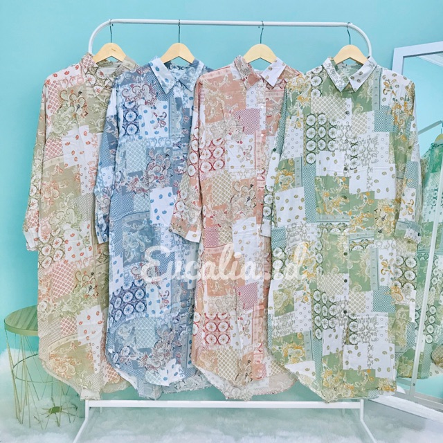 eucalia ALITA TUNIC Tunik blouse wanita rayon motif tribal etnik warna pastel