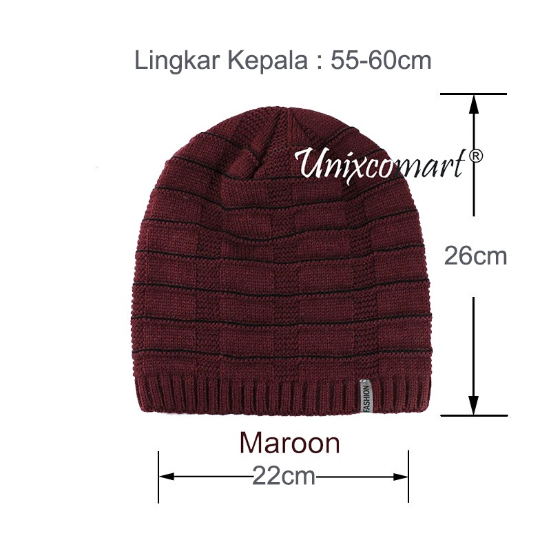 Kupluk Beanie CIRCULAR LINE Pria Wanita Dewasa Knitted Hat Bahan Rajut Tebal