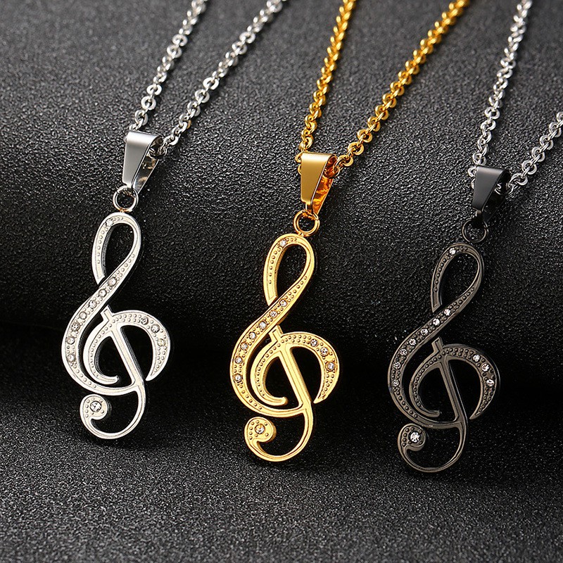 Kalung Cowok Pria bahan titanium cocok hadiah trend masa kini KC010 motif nada