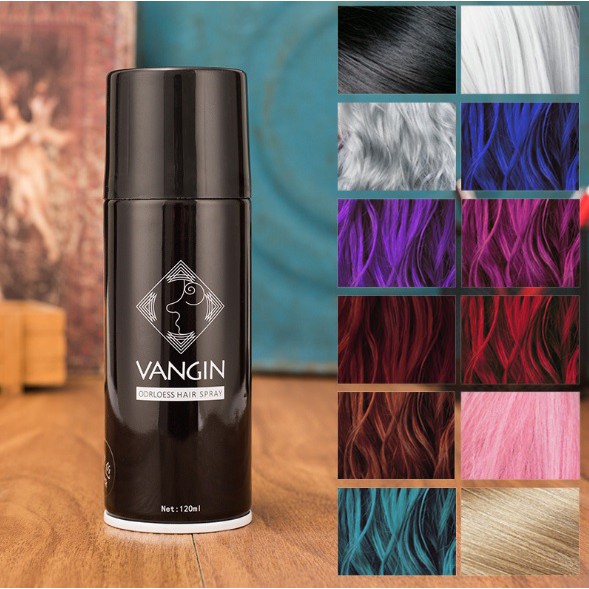HCS 120 ml vangin hair color spray cat pewarna rambut temporary temporer semprot