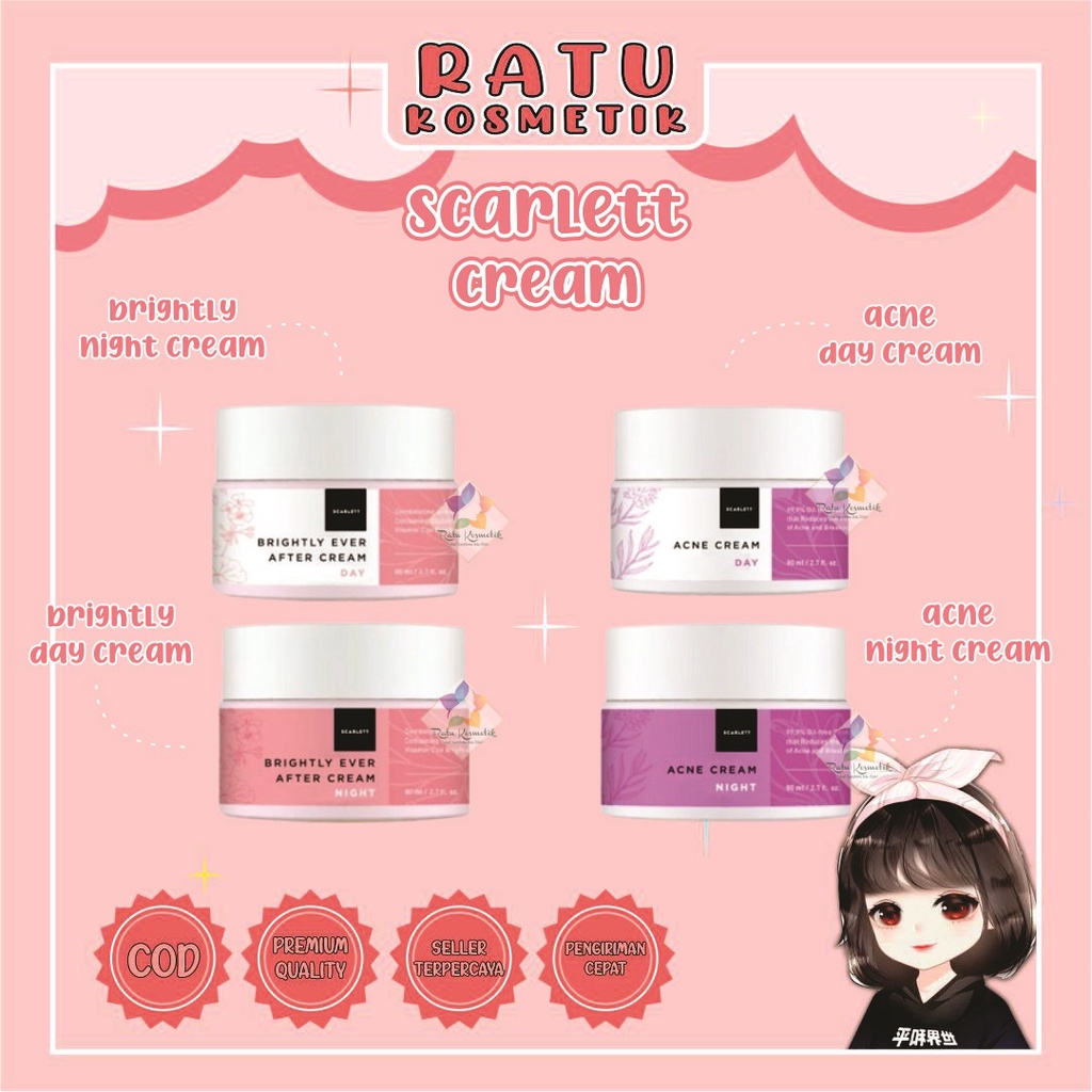 ❤ RATU ❤ Scarlett Whitening Series | Cream Wajah Brightly &amp; Acne | 7X Ceramide | Peeling So Good | Sunscreen | Mask Mugwort &amp; Mask Seriously | C Power | Serum Wajah | Toner | Face Wash