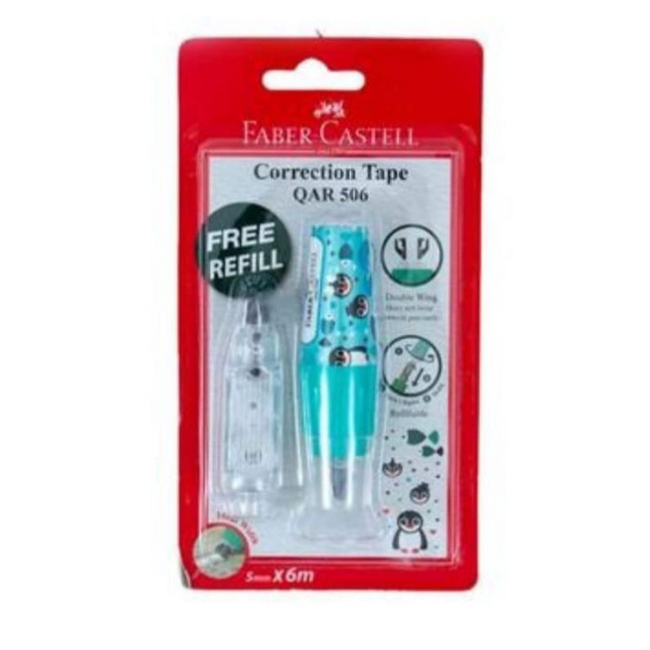 

Faber Castell Correction Tape QAR Fancy Blue Barrel ( free refill ) / Tip Ex Kertas Faber Castell / Tipe X Kertas Faber Castell Promo