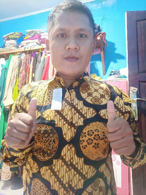 Danabrata Batik Lengan Panjang Motif Liris Koin Kode 023 Kemeja Batik Pria M L Xl Reguler Termurah