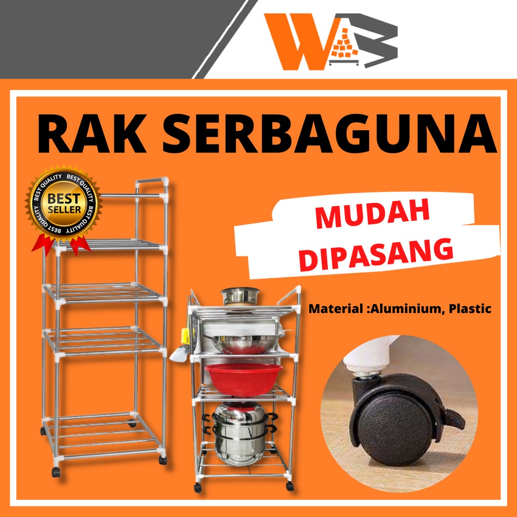 COD Rak Susun Serbaguna Rak Dapur Serbaguna Rak Susun 5 Tingkat Minimalis Stainless Steel D44