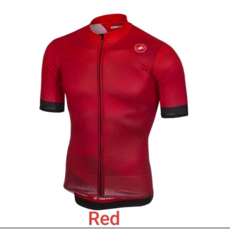 Jersey baju seragam sepeda castelli red merah bahan jersey polyester