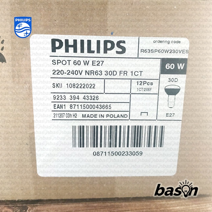 PHILIPS NR63 Spot 60W E27 220-240V 30D - Lampu Reflektor