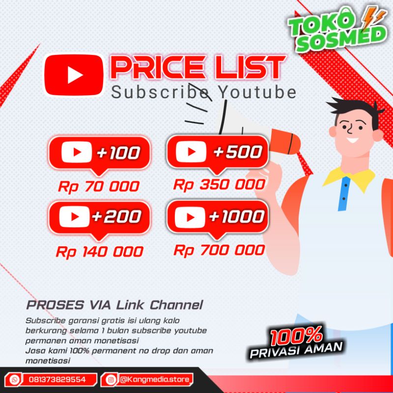 Subscribe Youtube Permanent 100% Real User