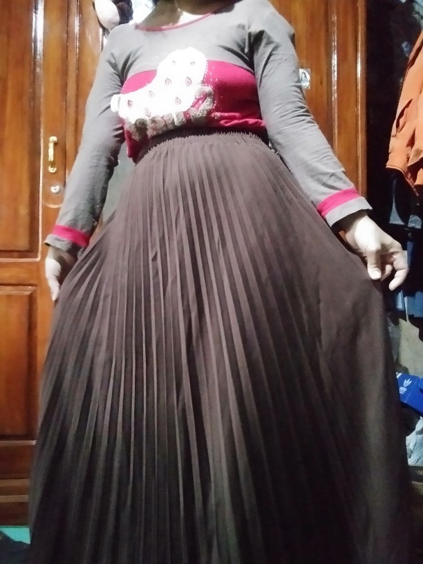 V256xxl - Rok Plisket Prisket Panjang Jumbo Pleated Skirt Flare Skirt Mayung Flowy Rempel