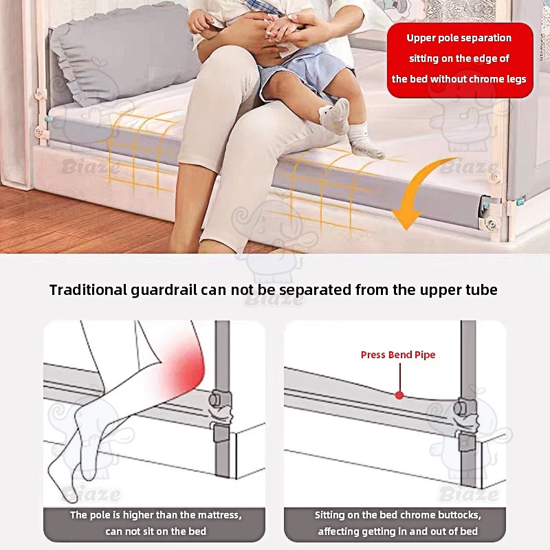 BIAZE Baby Bedrail Safety Bed Guard Rail Pagar Extra Tall Pembatas Anak Pengaman Kasur Pagar Bayi Tempat Tidur Ranjang Safety Fence