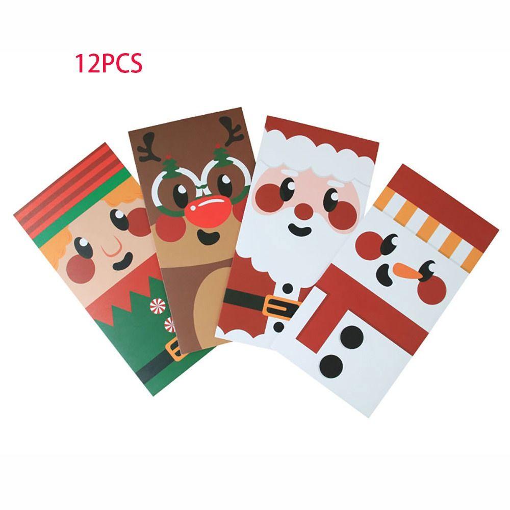 Top 12PCS Kartu Ucapan Diy Dilipat Berkah Dekorasi Pesta Natal Postcard Christmas Cards