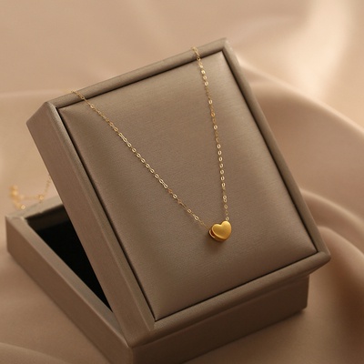 Kalung klavikula emas dengan hati kalung emas 375 liontin wanita perhiasan emas Jantung fashion akse