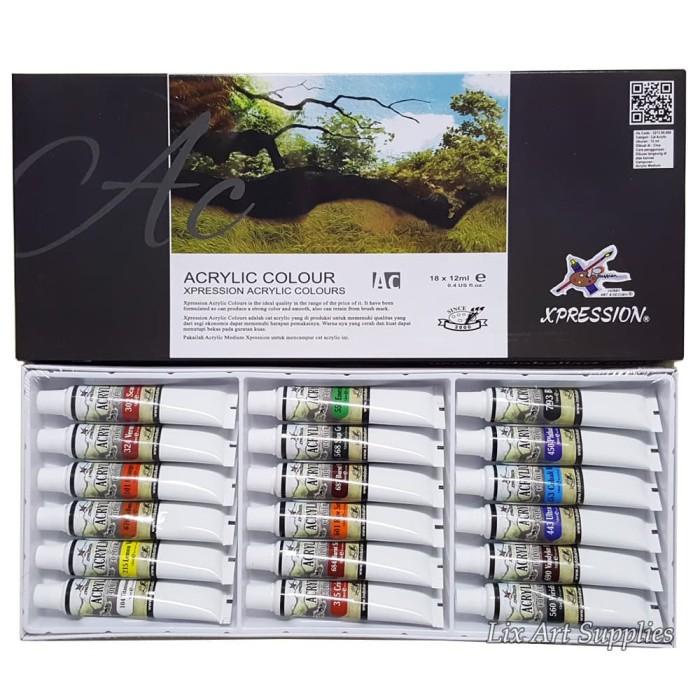 

UPDATE! XPRESSION ACRYLIC COLOR SET 18 - 818B / CAT AKRILIK SET 18X12ML ALAT LUKIS MURAH AL6