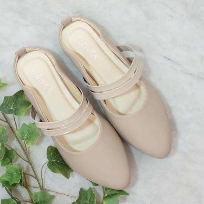 SANDAL WANITA FLAT CAROLINE CREAM BIG SIZE