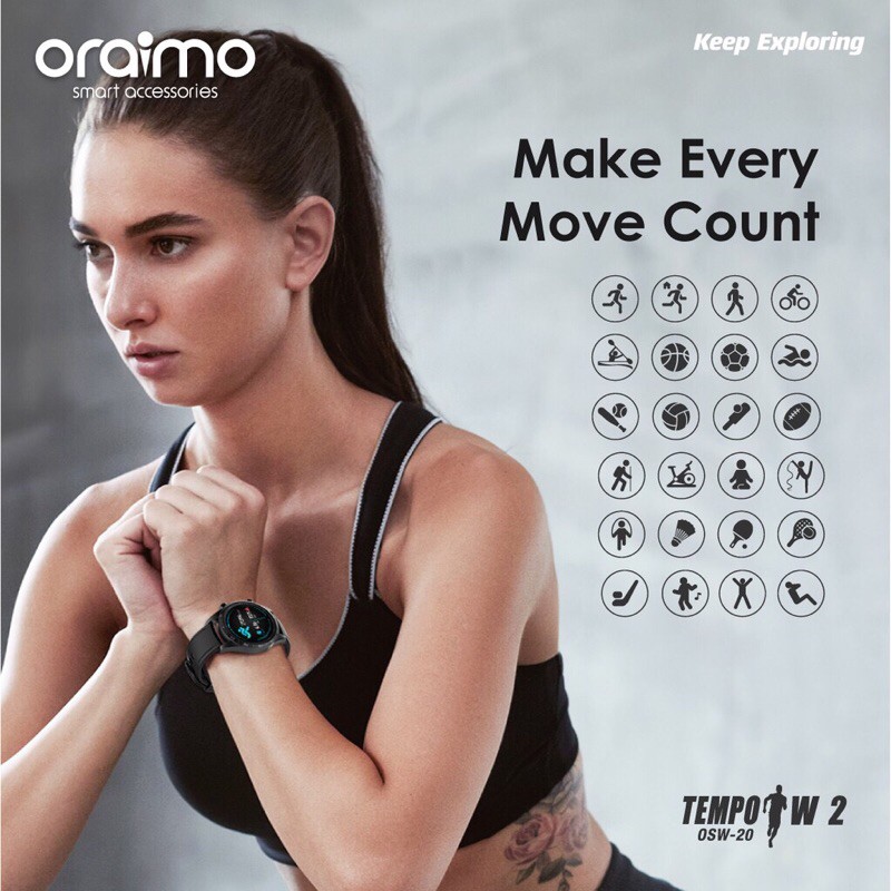 Oraimo OSW-20 Smart Watch Jam Tangan Pintar Full Touch Screen Ultra Slim - Garansi Resmi 1 Tahun