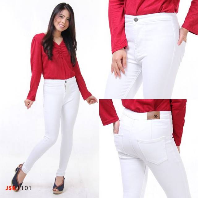 Celana Panjang Highwaist Skinny Jeans Wanita Softjeans