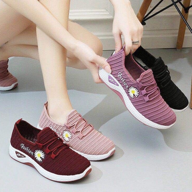 Medan Termurah KD001 Good quality sepatu Fashion Wanita import Sneakers wanita flower