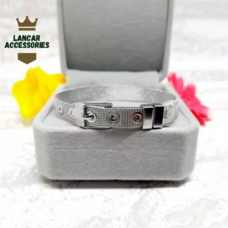 Gelang Gesper Titanium Gelang Tangan Titanium Stainless Steel Anti Karat Premium Quality Untuk Charm Liontin Emas