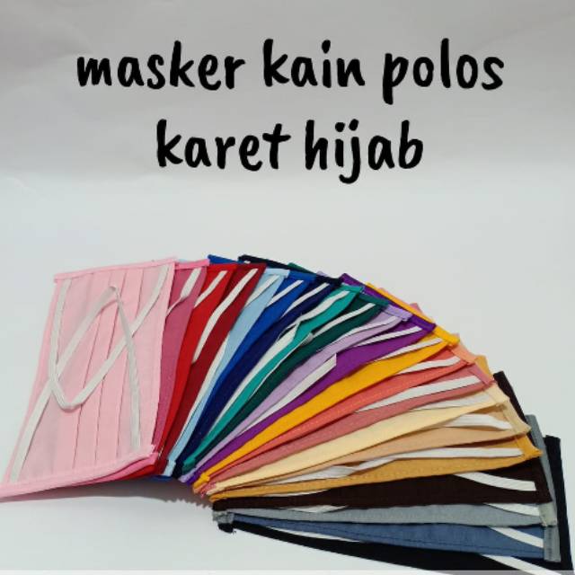 Download Masker Kain Polos Warna Instan Karet Hijab / Karet Silang ...
