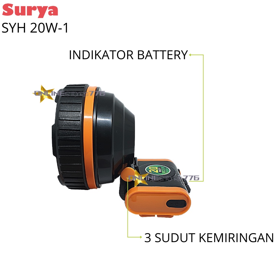 SENTER KEPALA / SENTER KEPALA SURYA BIMA SYH 20W-1 / SYH 20W / HEADLAMP SURYA BIMA SYH 20W / SENTER KEPALA RECHARGEABLE 20WATT / 20W