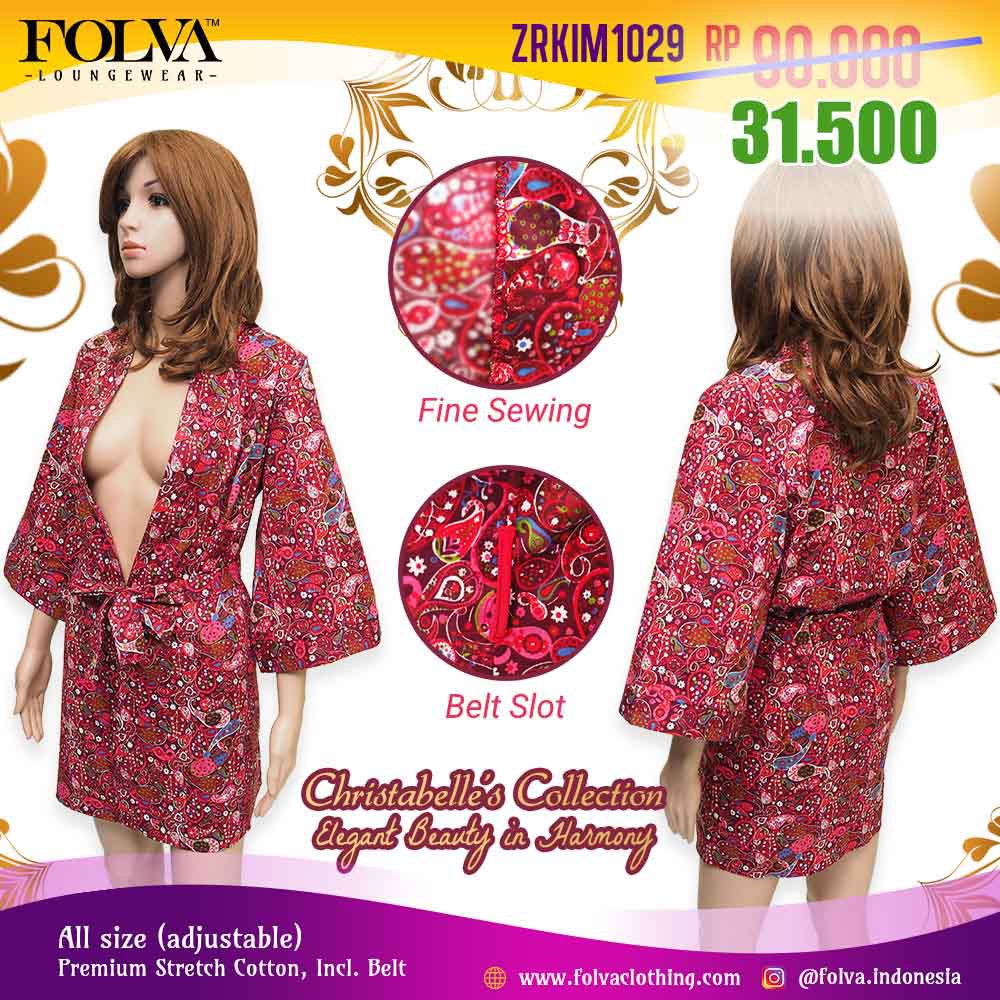 Lingerie Kimono/Sleeping Robe Batik Merah (ZRKIM1029) - Baju Tidur (sleepwear) by Kimochi Me