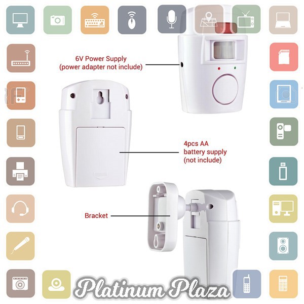 EMASTIFF Alarm Anti Maling Infrared PIR Sensor Gerak 2 Remote - YL`S1001U- White