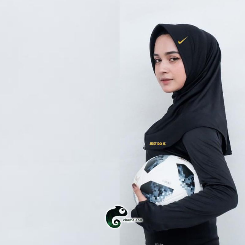 Hijab / Kerudung Instan Sport Nike Jersy tebal adem-Logo Gold