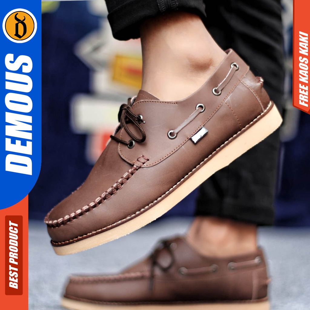 Sepatu Kulit Pria Casual Formal Kerja Hitam Coklat Demous Davis