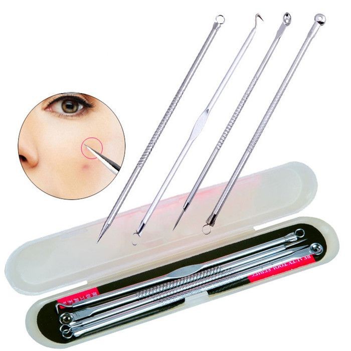 Alat Perawatan Wajah Face Care Skin Acne Pimple Needle Remover Kit 4 PCS