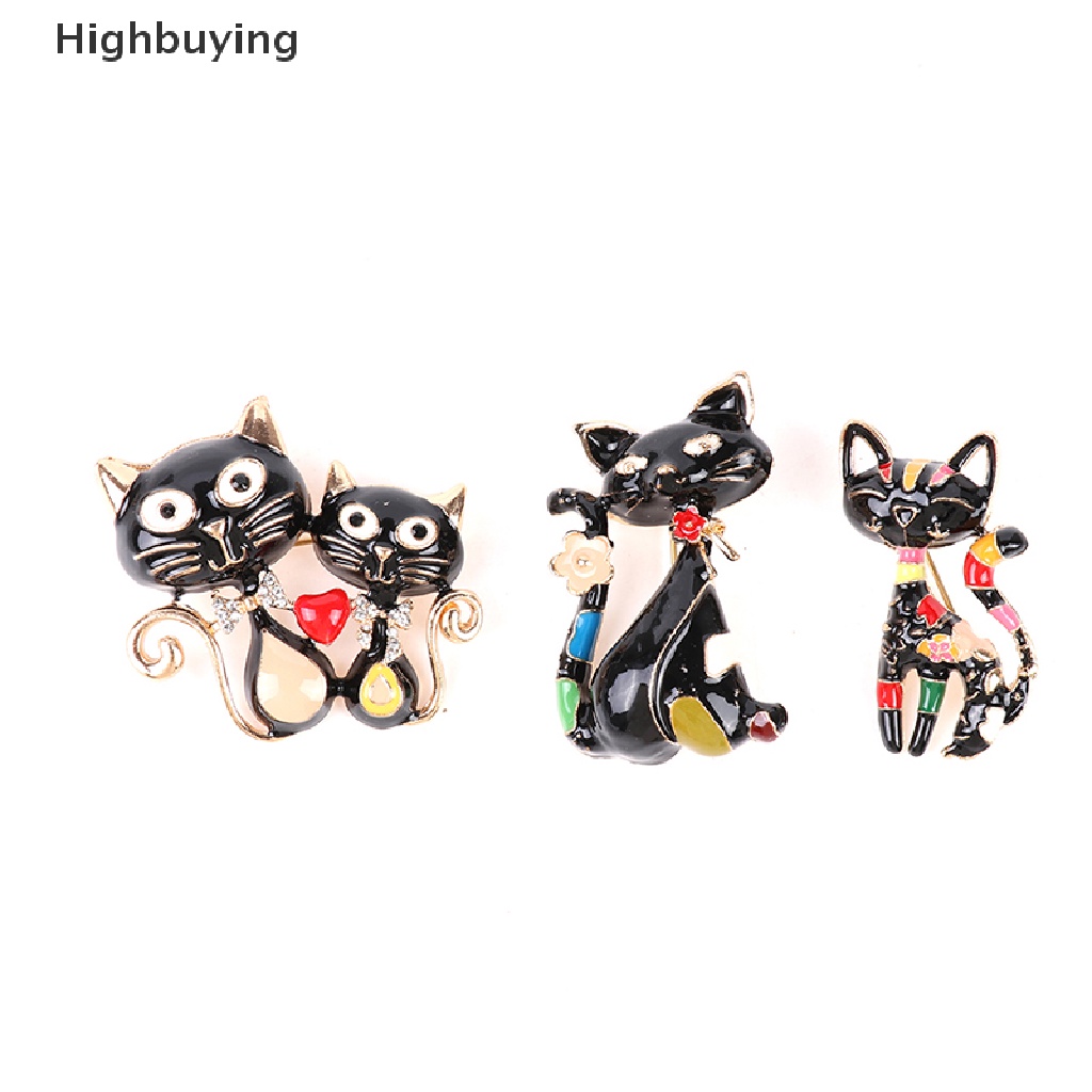 Hbid Bros Pin Enamel Desain Hewan Kucing Lucu Untuk Pria / Wanita