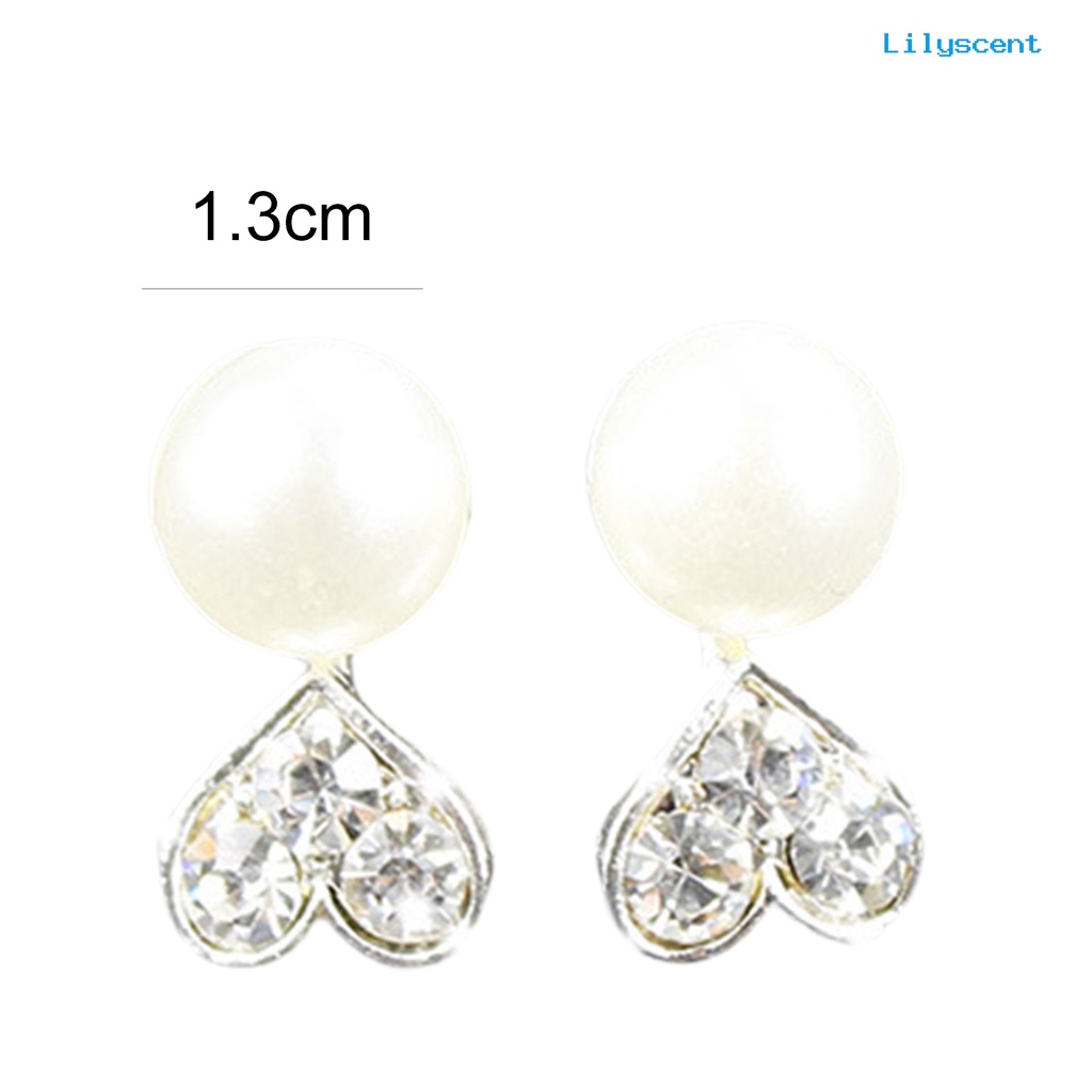 1 Pasang Anting Stud Desain Hati Pita Kelinci Cherry Aksen Mutiara Imitasi Bahan Cubic Zirconia Gaya Korea