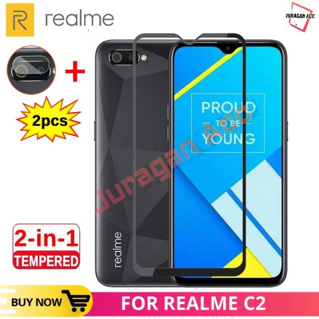 TG Realme c2 Tempered Glass Full Cover-Anti Gores Realme C2 Screen Protector High Quality