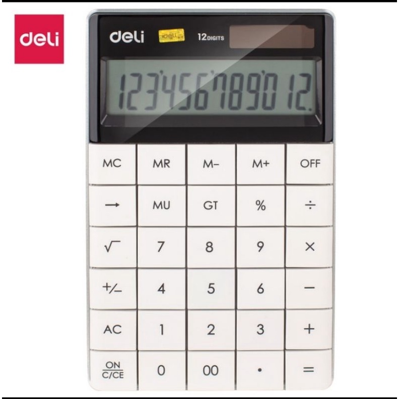 DELI E1589 White Calculator/kalkulator Modern ORIGINAL Garansi 12Digit