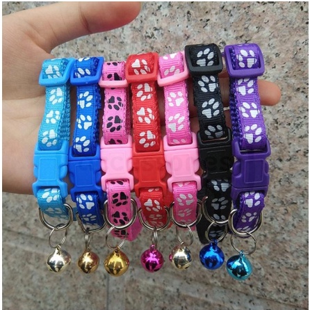 Kalung Lonceng Hewan Peliharaan Kucing Anjing Kalung Kelinci Kitten Kecil Lucu tali leher binatang kesayangan motif tapak kaki