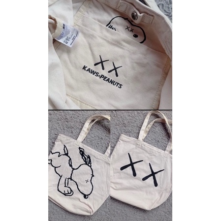 tas bahu uniqlo original second kaws x peanuts totebag uniqlo