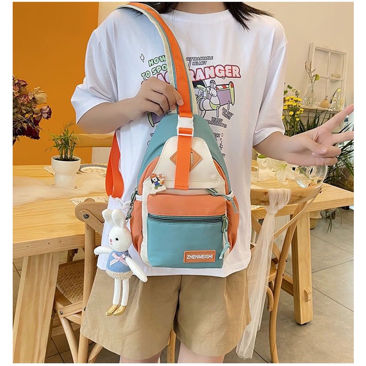 BJ14345 - BLACK/GREEN/ORANGE/PINK/RED - TAS RANSEL SLEMPANG GANTUNGAN BONEKA WANITA FASHION IMPORT MODIS ELEGAN TERMURAH TERLARIS TERBARU BAGSTORE JAKARTA TAS BATAM EL4345