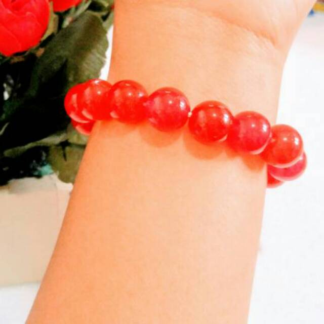 Asli Batu Gelang Giok Import  Merah